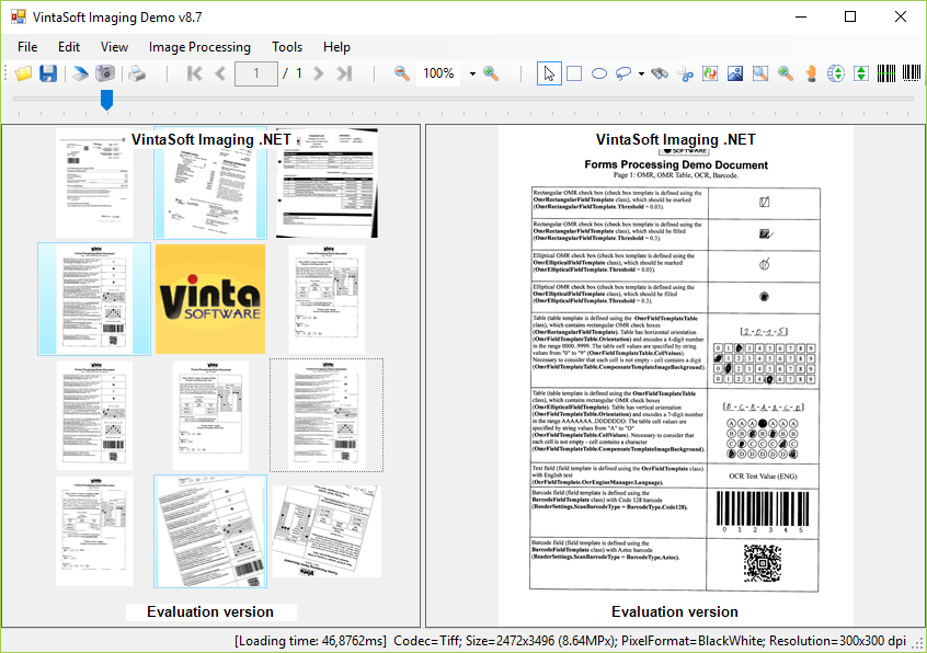 Full VintaSoftImaging.NET Library screenshot