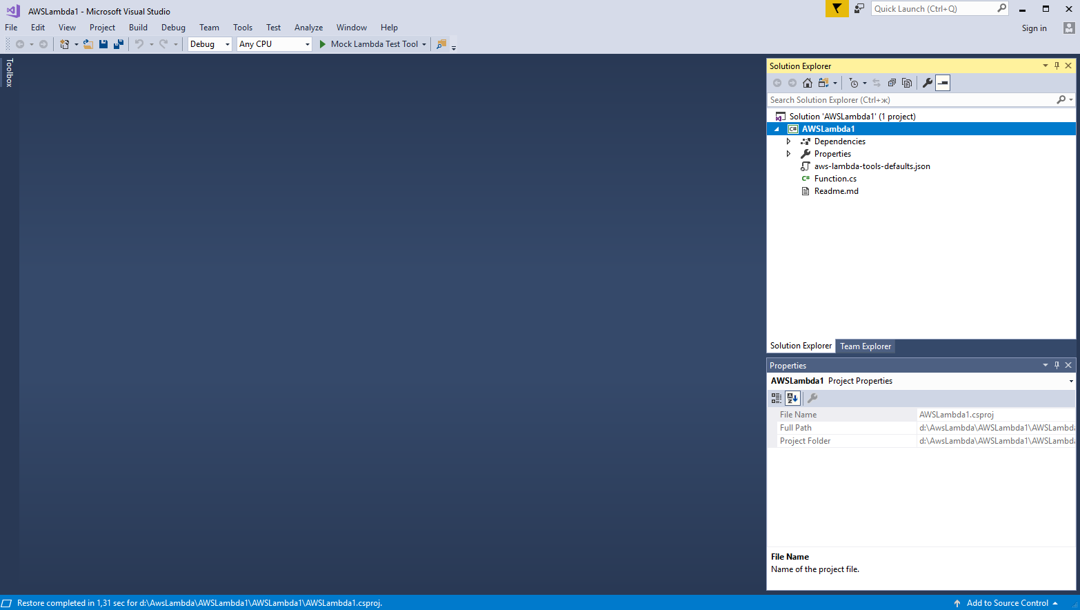 AWS Lambda project in Visual Studio