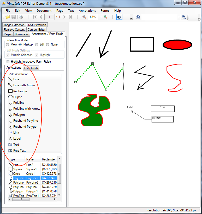 Annotate PDF document in VintaSoft PDF Editor Demo