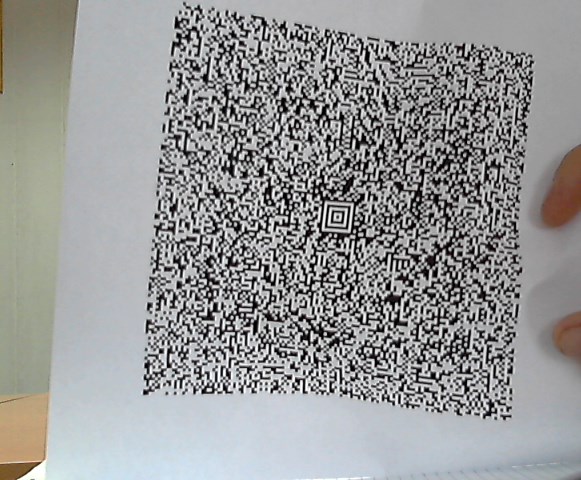 First sample of Aztec barcode with spatial distortions