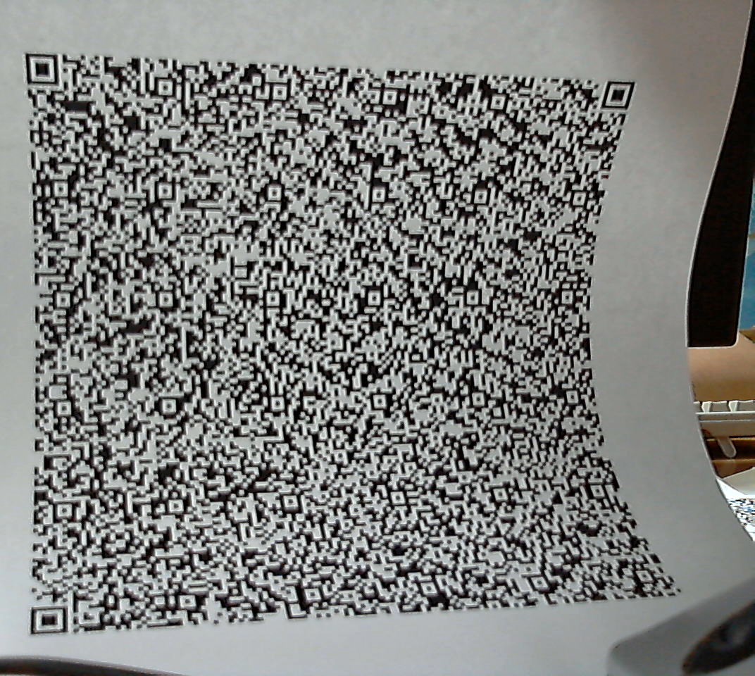 First sample of QR barcode with spatial distortions