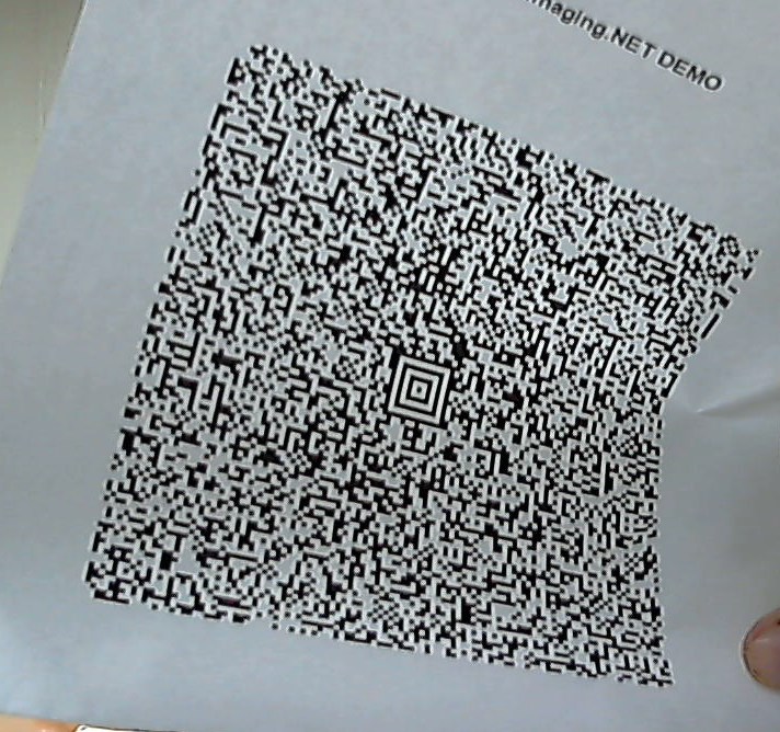 Third sample of Aztec barcode with spatial distortions