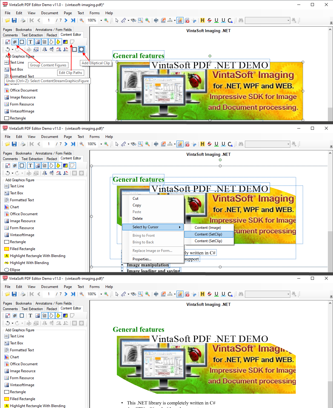 VintaSoft Imaging .NET SDK 11.0: Edit image clipping path on PDF page in WinForms image viewer