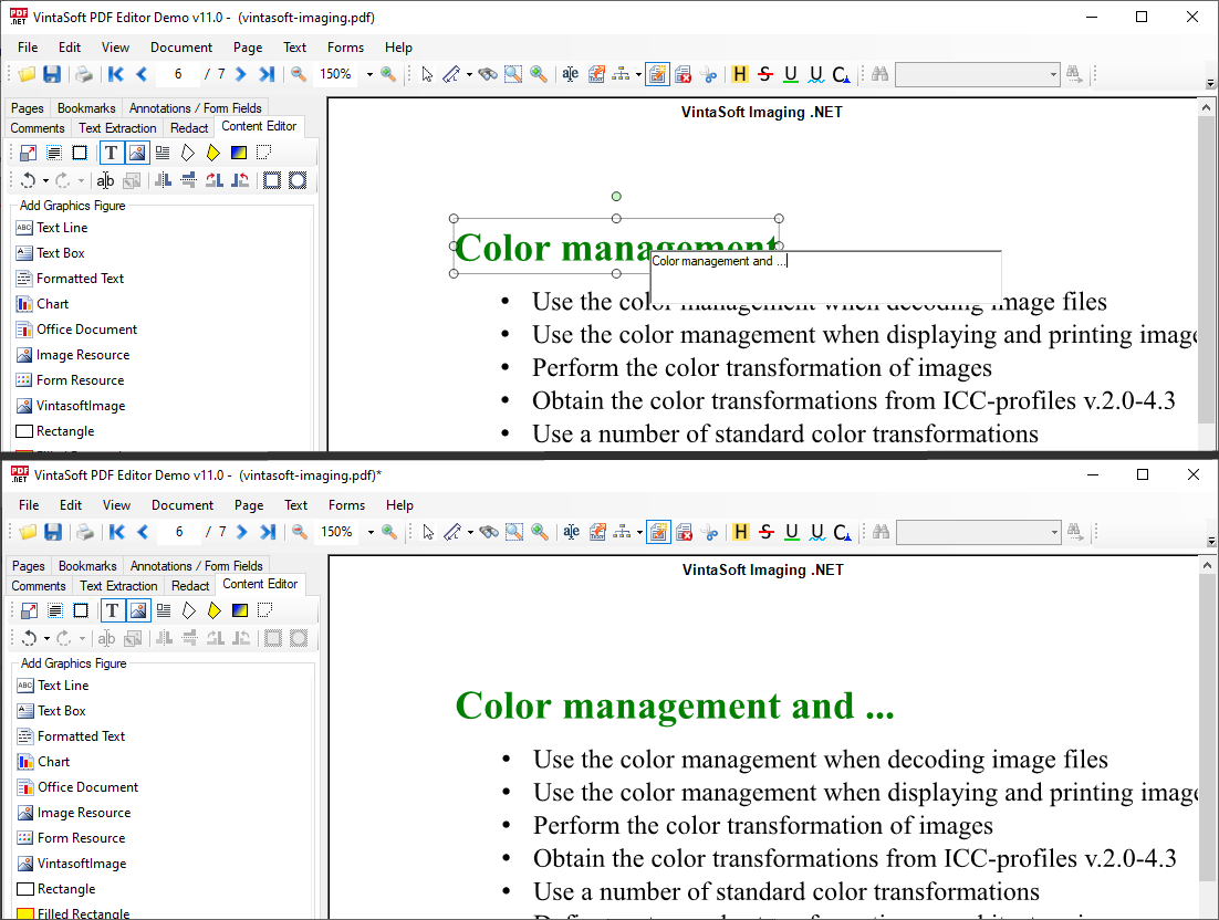 VintaSoft Imaging .NET SDK 11.0: Изменение текстового контента на PDF странице в WinForms просмотрщике изображений