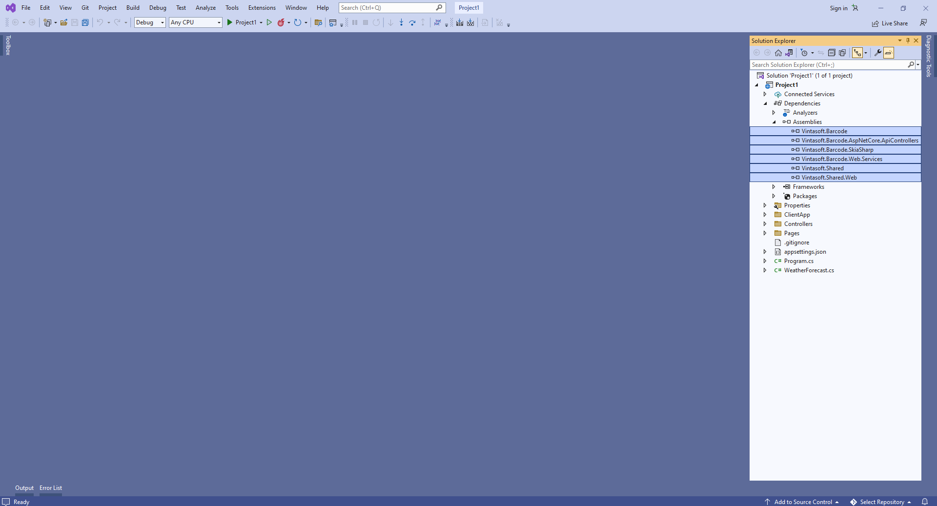 Add references to the Vintasoft assemblies