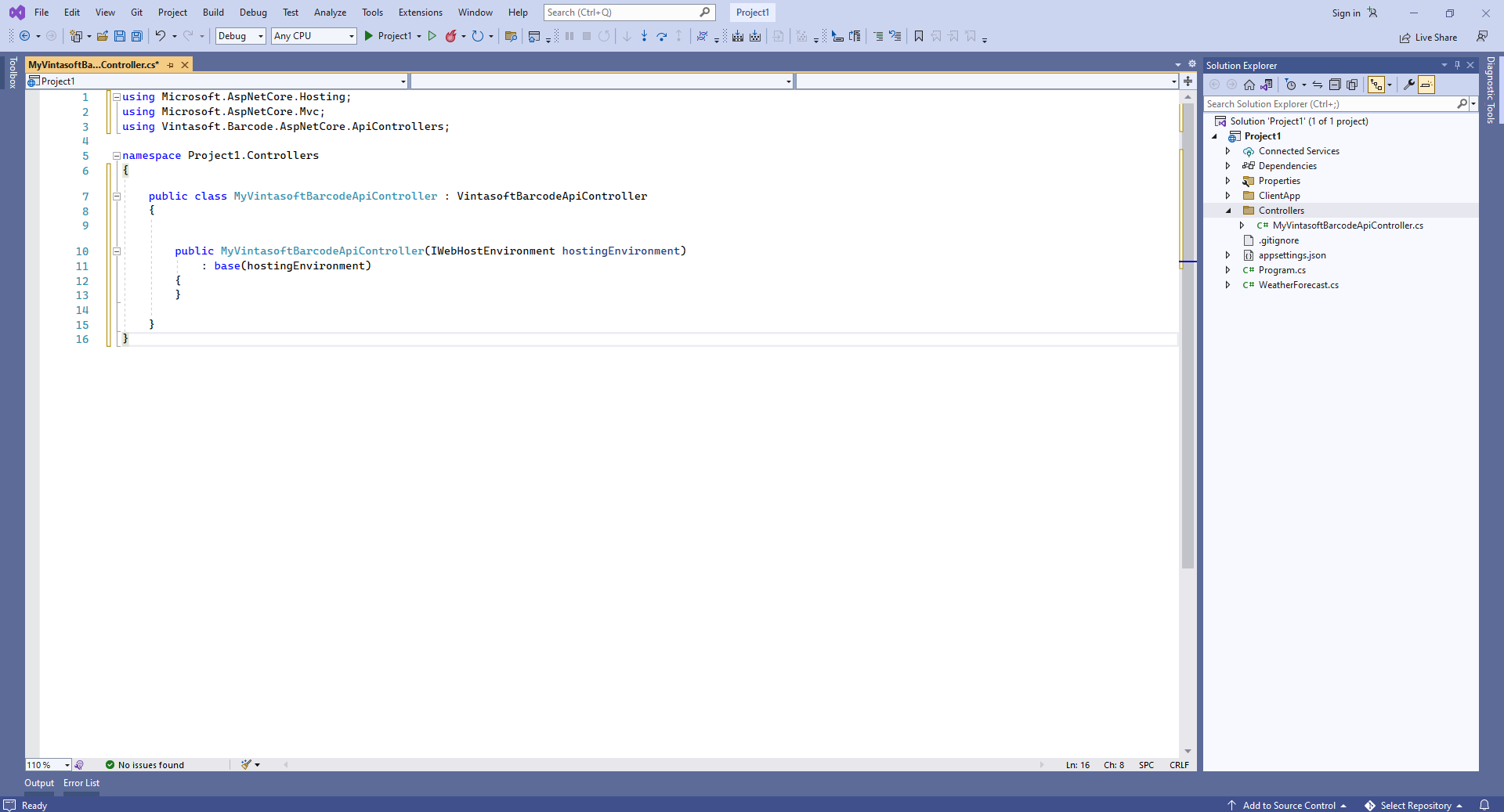 Source codes of Barcode API controller