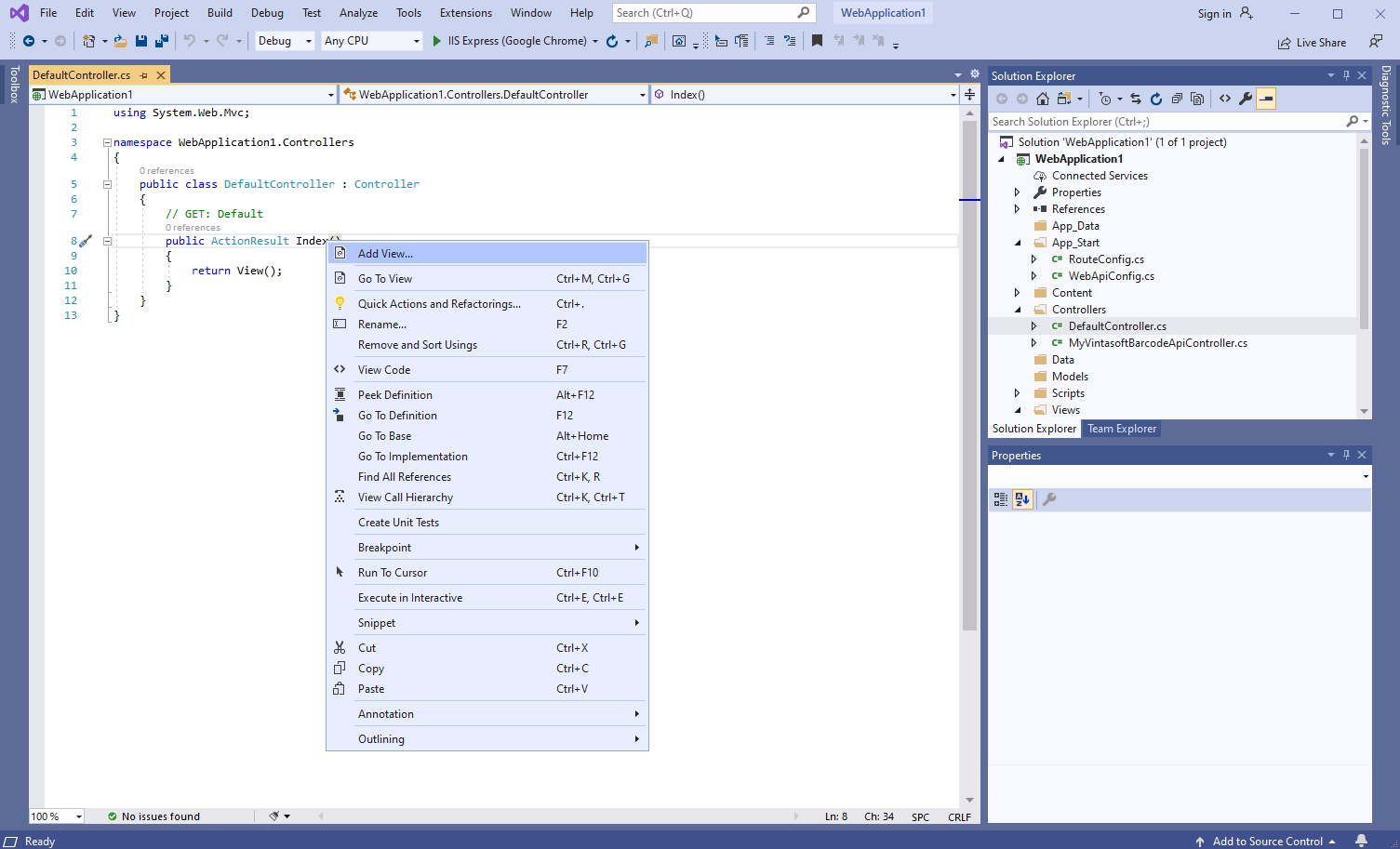 'Add view...' context menu