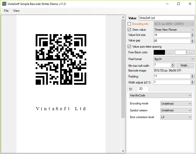 Simple Barcode Writer Demo